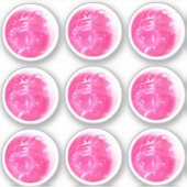 Schattige Roze Spiegelbal 9 Sticker Set (Voorkant)