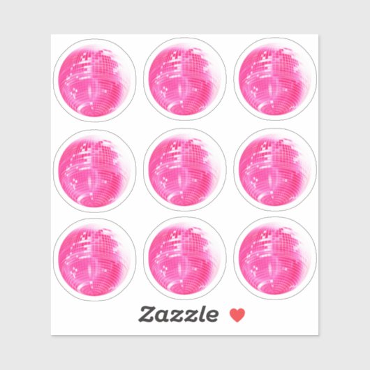Schattige Roze Spiegelbal 9 Sticker Set (Vel)
