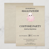 Schattige roze spook  Halloween kostuum Kaart (Voorkant / Achterkant)