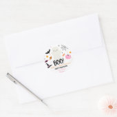Schattige roze spook pompoen halloween traktasje ronde sticker (Envelop)