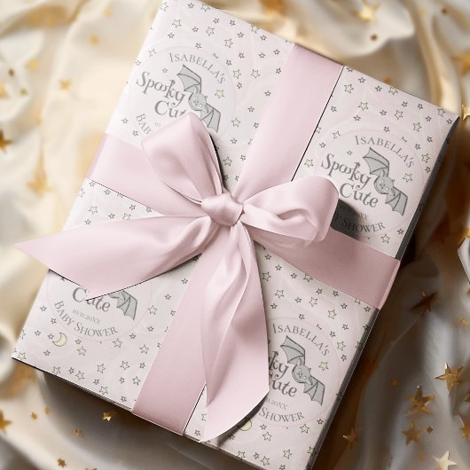 Schattige Roze Spooky Schattige Oktober Baby showe Cadeaupapier
