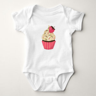 Schattige roze sprenkels aardbei cupcake romper