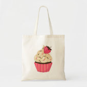 Schattige roze sprenkels aardbei cupcake tote bag (Voorkant)