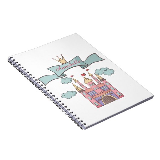 Schattige Roze Sprookje Prinses Kasteel Aangepaste Notitieboek (Rechterzijde)