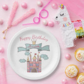Schattige Roze Sprookje Prinses Kasteel Aangepaste Papieren Bordje (Feest)