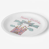 Schattige Roze Sprookje Prinses Kasteel Aangepaste Papieren Bordje (Gekanteld)