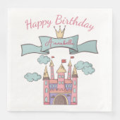 Schattige Roze Sprookje Prinses Kasteel Aangepaste Servet (Voorkant)
