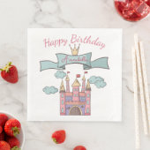 Schattige Roze Sprookje Prinses Kasteel Aangepaste Servet (Insitu)