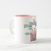 Schattige Roze Sprookje Prinses Kasteel Aangepaste Tweekleurige Koffiemok (Voorkant links)