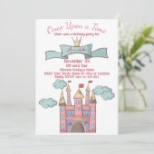 Schattige roze sprookje prinsessenkasteel kaart (Staand voorkant)