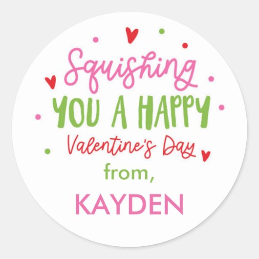 Schattige roze squishing you a happy valentijnsdag ronde sticker (Voorkant)