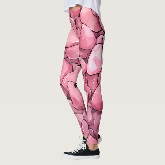 Schattige roze steenpatroon leggings (Links)