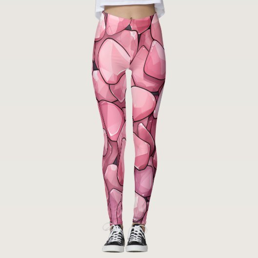 Schattige roze steenpatroon leggings (Voorkant)