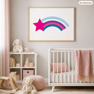 Schattige Roze Ster Regenboog Illustratie Poster