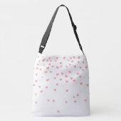Schattige roze stijlvolle liefdesharten crossbody tas (Achterkant)