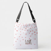 Schattige roze stijlvolle liefdesharten crossbody tas (Voorkant)