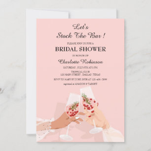 Schattige Roze Stock The Bar Bruiloftsfeest Kaart