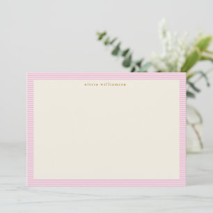  Schattige Roze Strepen Gepersonaliseerde Kerst Bedankkaart
