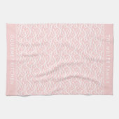Schattige roze strik aangepaste naam keukenhanddoe theedoek (Horizontaal)