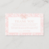 Schattige roze strik baby meisje douche dank u informatiekaartje (Voorkant)