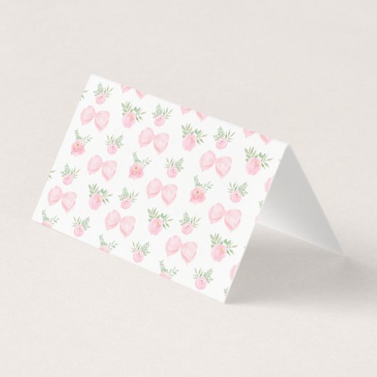 Schattige roze strik baby meisje douche dank u kaa kaart (Achterkant)