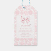 Schattige roze strik bloemenbaby meisje douche dan cadeaulabel (Achterkant)