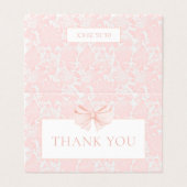 Schattige roze strik bloemenbaby shower dank u kaa kaart (Buitenkant ongevouwen)