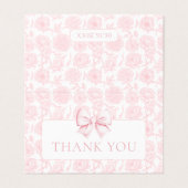 Schattige roze strik bloemenbaby shower dank u kaa kaart (Buitenkant ongevouwen)