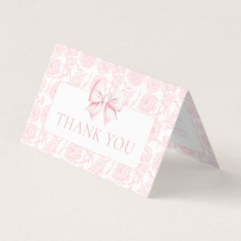 Schattige roze strik bloemenbaby shower dank u kaa kaart