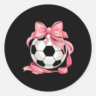 Schattige Roze Strik Coquette Ll Voetbal Meisje Es Ronde Sticker