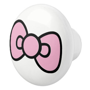 Schattige Roze Strik Fantasievol Keramische Knop