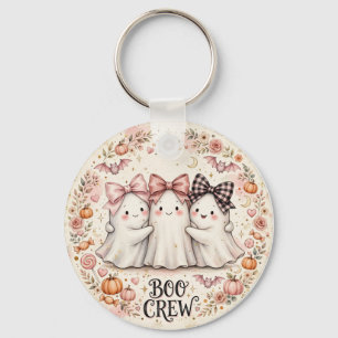 Schattige Roze Strik Geest BOO CREW Halloween Fees Sleutelhanger