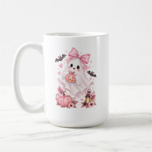 Schattige Roze Strik Geest Halloween Koffiemok