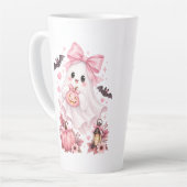 Schattige Roze Strik Geest Halloween Latte Mok (Linkerhoek)