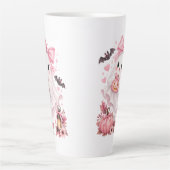 Schattige Roze Strik Geest Halloween Latte Mok (Voorkant)