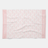 Schattige roze strik gepersonaliseerde naam keuken theedoek (Horizontaal)