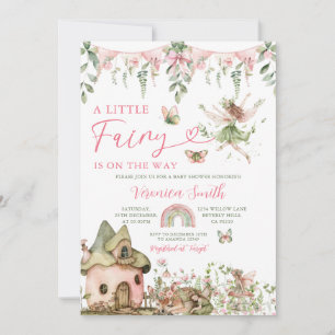 Schattige Roze Strik Kleine Fee Wilde Bloemen Baby Kaart