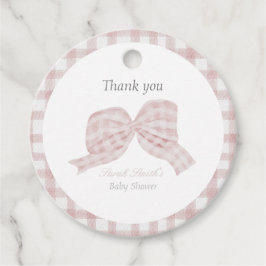Schattige roze strik lint baby shower bedankjes labels