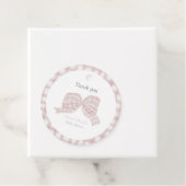 Schattige roze strik lint baby shower bedankjes labels (In situ)
