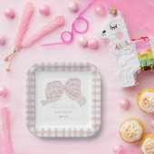 Schattige roze strik lint baby shower papieren bordje (Feest)