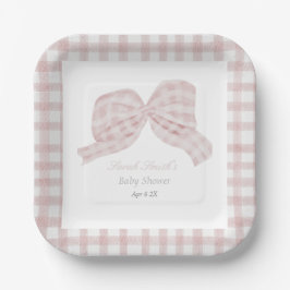 Schattige roze strik lint baby shower papieren bordje