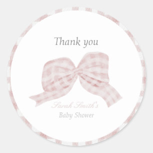 Schattige roze strik lint baby shower ronde sticker