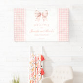 Schattige roze strik lint baby shower welkom Banne Spandoek (Insitu)