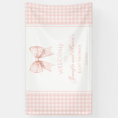 Schattige roze strik lint baby shower welkom Banne Spandoek (Verticaal)