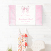Schattige roze strik lint baby shower welkom Banne Spandoek (Insitu)