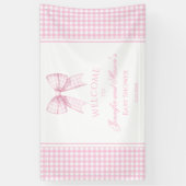 Schattige roze strik lint baby shower welkom Banne Spandoek (Verticaal)