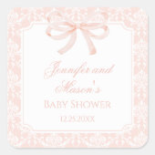 Schattige roze strik lint bohemian baby meisje dou vierkante sticker (Voorkant)