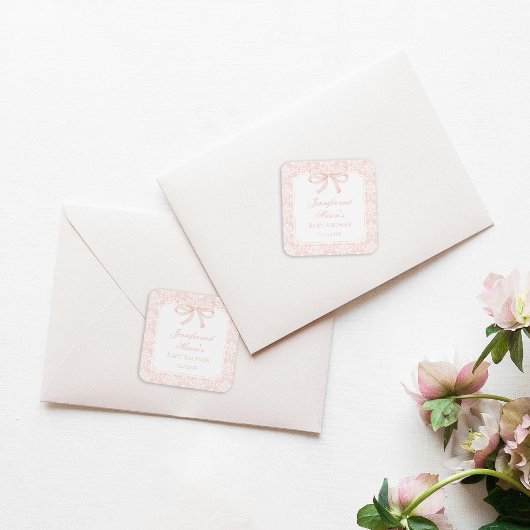 Schattige roze strik lint bohemian baby meisje dou vierkante sticker