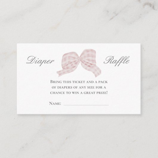 Schattige roze strik lint Luier loterij kaart (Voorkant)