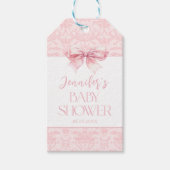 Schattige roze strik preppy baby meisje douche dan cadeaulabel (Voorkant)